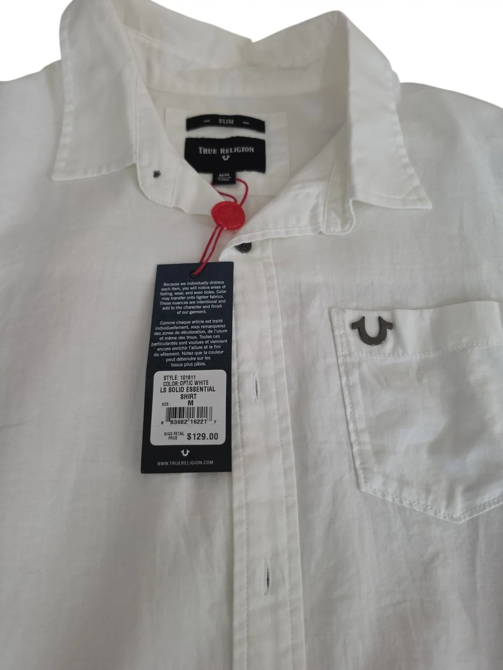 True Religion White Long-Sleeve Button Front Shirt Medium